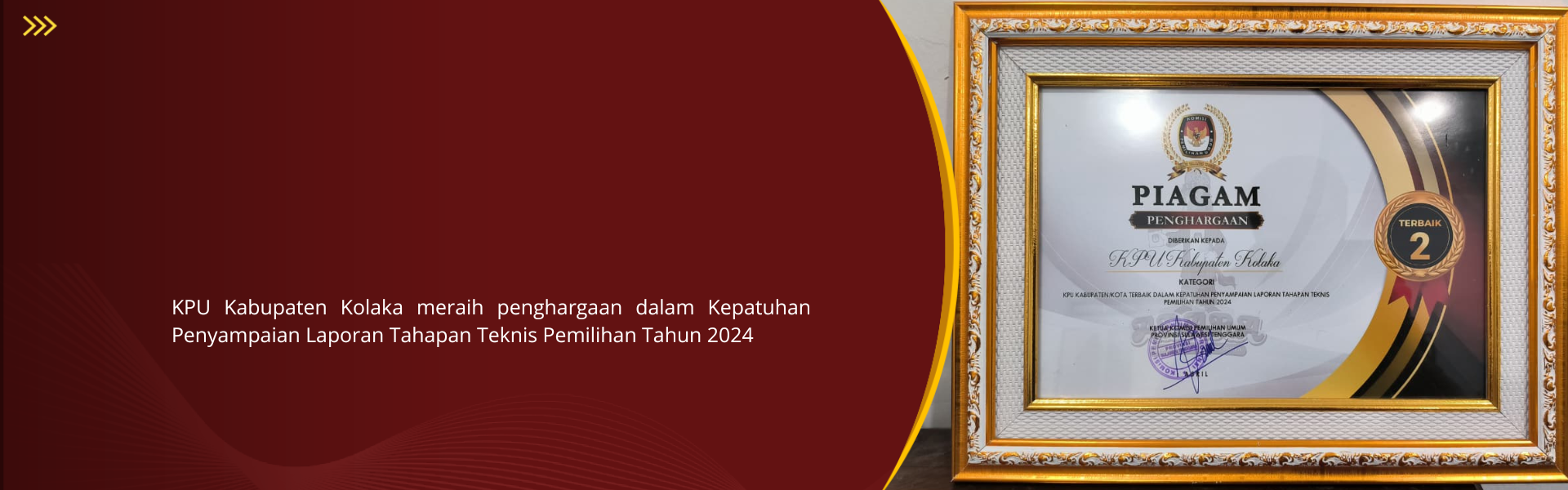 Penghargaan dalam Kepatuhan Penyampaian Laporan Tahapan Teknis Pemilihan Tahun 2024